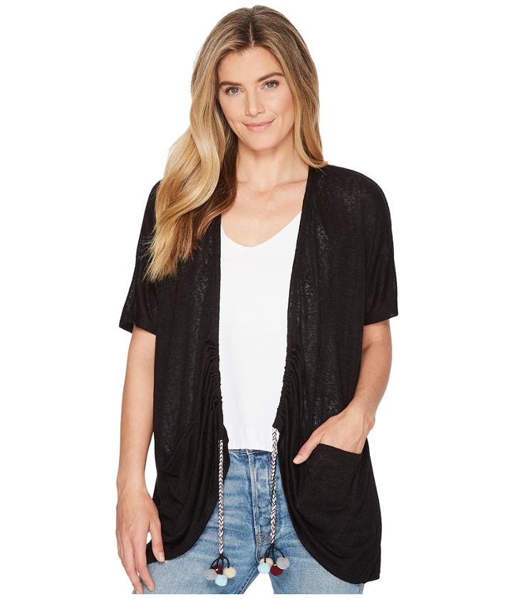 B Collection By Bobeau - Finley Rouched Cardigan With Tassel Trim