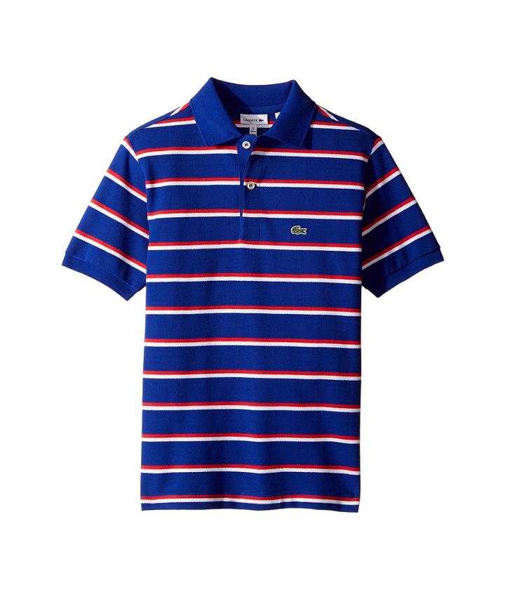 Lacoste Kids - Short Sleeve Fine Stripe Pique Polo