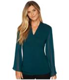 Vince Camuto - Chiffon Bell Sleeve Side Ruched Top