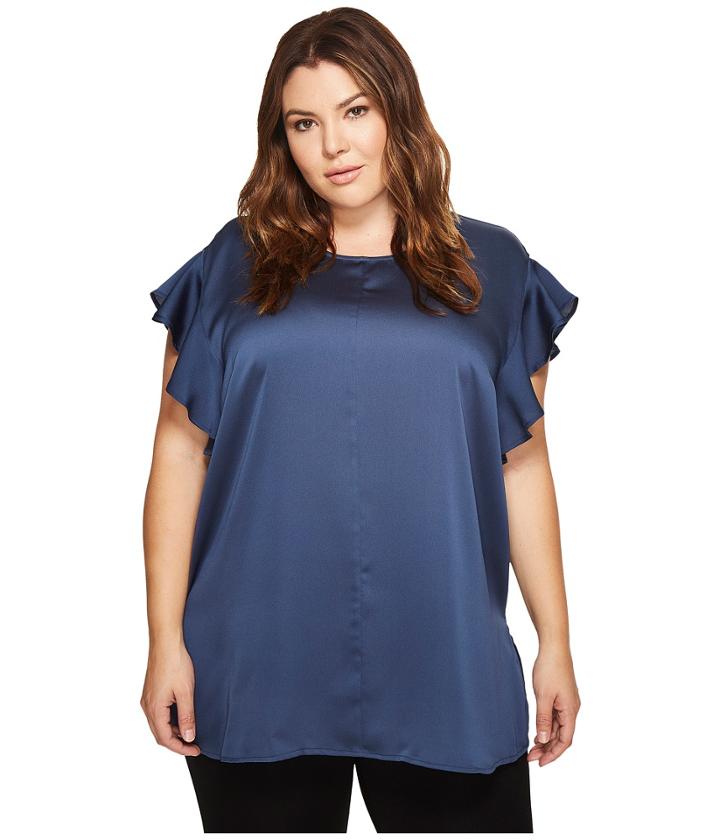 Vince Camuto Specialty Size - Plus Size Ruffled Sleeveless Blouse W/ Center Front Seam