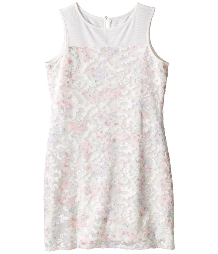 Us Angels - Printed Lace Sleeveless Illusion Sheath Dress