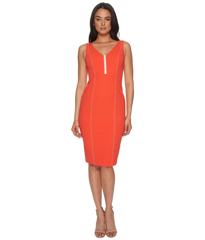 Donna Morgan - Sleeveless Crepe V-neck Dress With Front Zipper