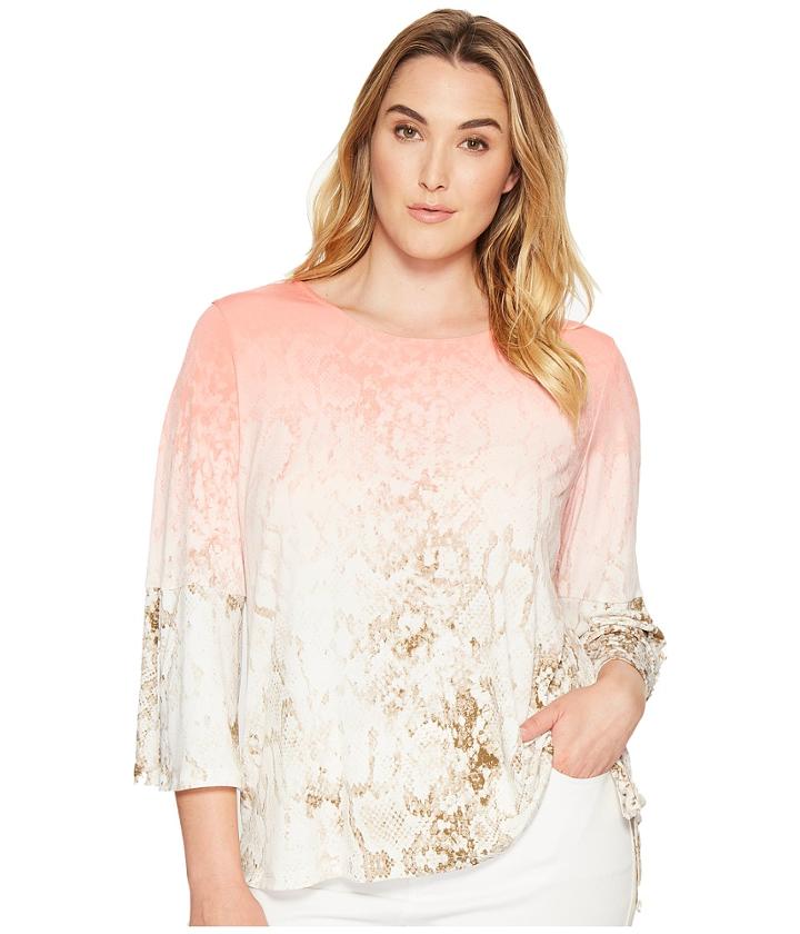 Calvin Klein Plus - Plus Size 3/4 Sleeve Top With Grommet Hardware