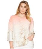 Calvin Klein Plus - Plus Size 3/4 Sleeve Top With Grommet Hardware