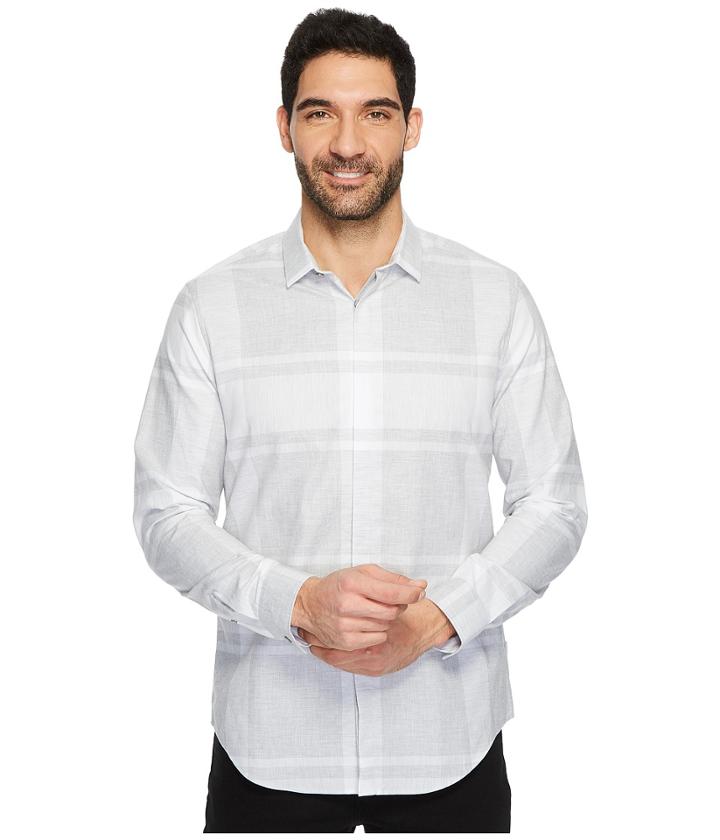 Calvin Klein - Large Heather Crosshatch Plaid Button Down Shirt