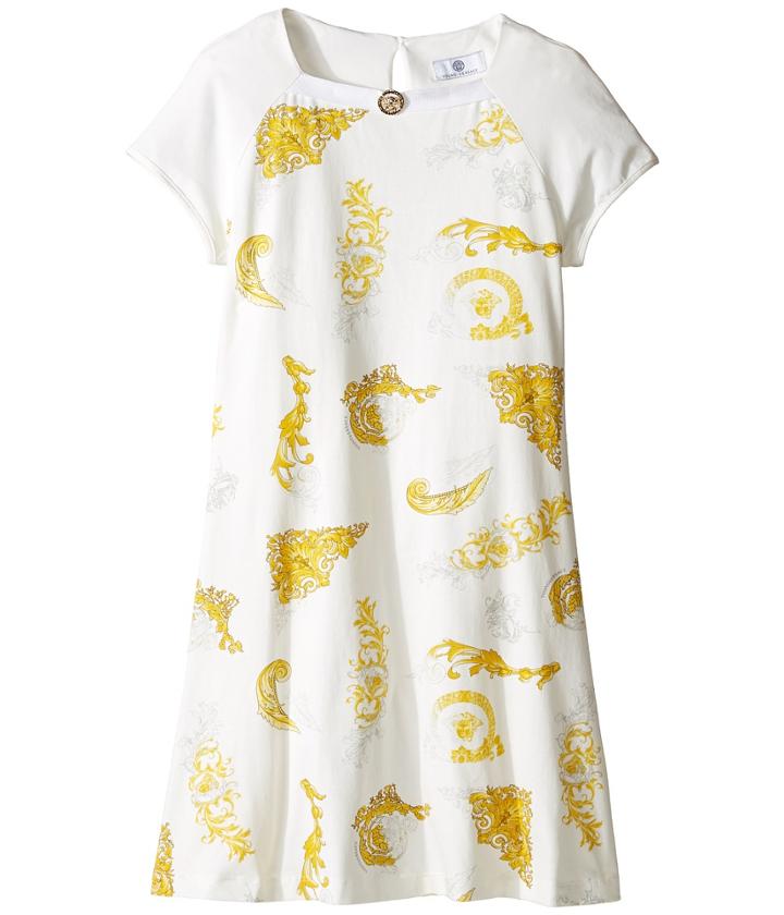 Versace Kids - Short Sleeve Dress W/ Medusa Barocco Print On Front
