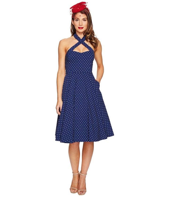 Unique Vintage - Rita Cross Neck Flare Dress