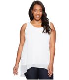Calvin Klein Plus - Plus Size Slit Back Top With Chiffon Overlay