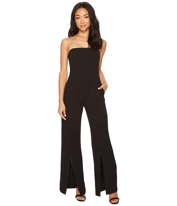 Donna Morgan - Strapless Crepe Jumpsuit With Front Leg Split Detail