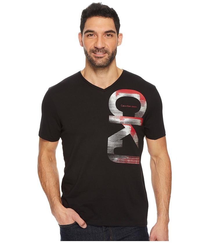 Calvin Klein Jeans - Vertical Ckj Logo V-neck Tee