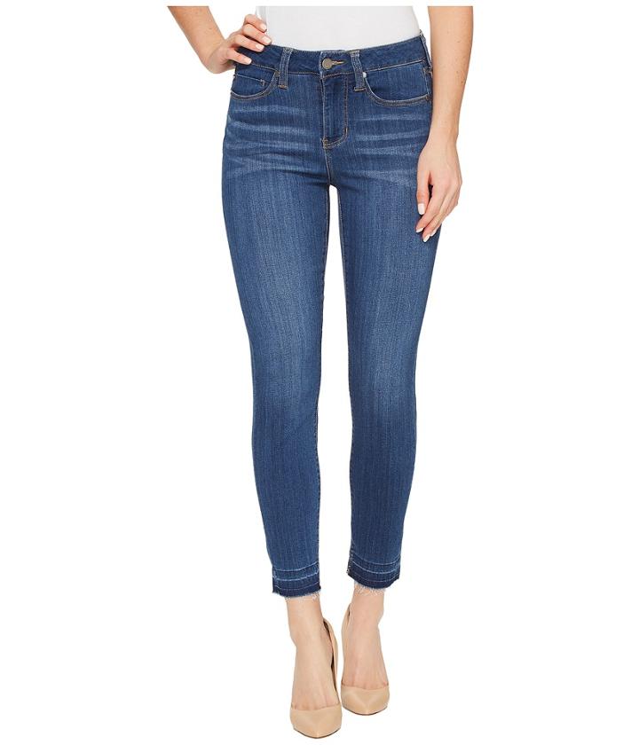 Liverpool - Avery Crop With Released Hem On Silky Soft Denim In Coronado Mid