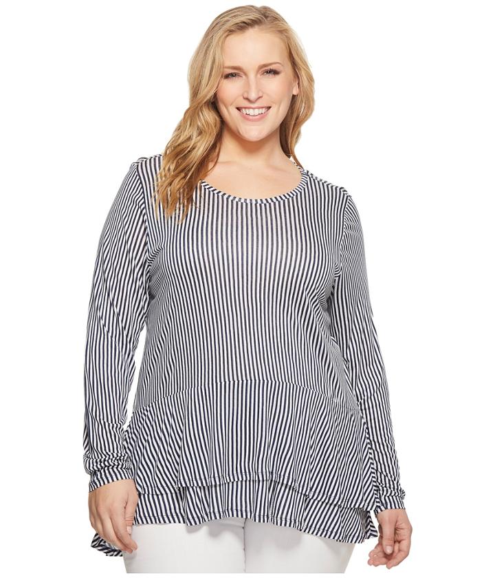 Michael Michael Kors - Plus Size Petite Stripe Double Hem Top