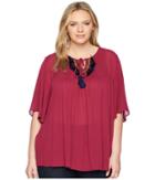 B Collection By Bobeau - Plus Size Michalina Blouse With Trim