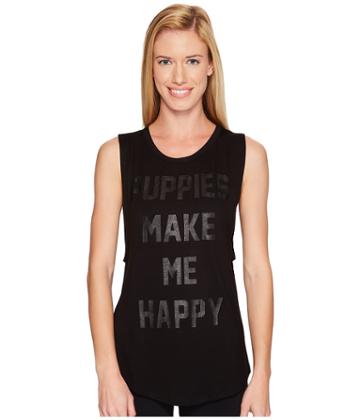 Puppies Make Me Happy - Title Tee Black On Black - Sleeveless