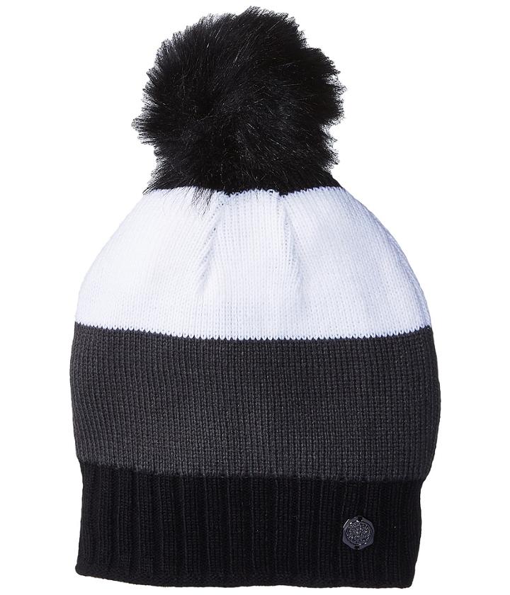 Vince Camuto - Classic Color Block Fur Pom Beanie