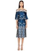 Yigal Azrou  L - Leaf Embroidered Printed Cold Shoulder Dress