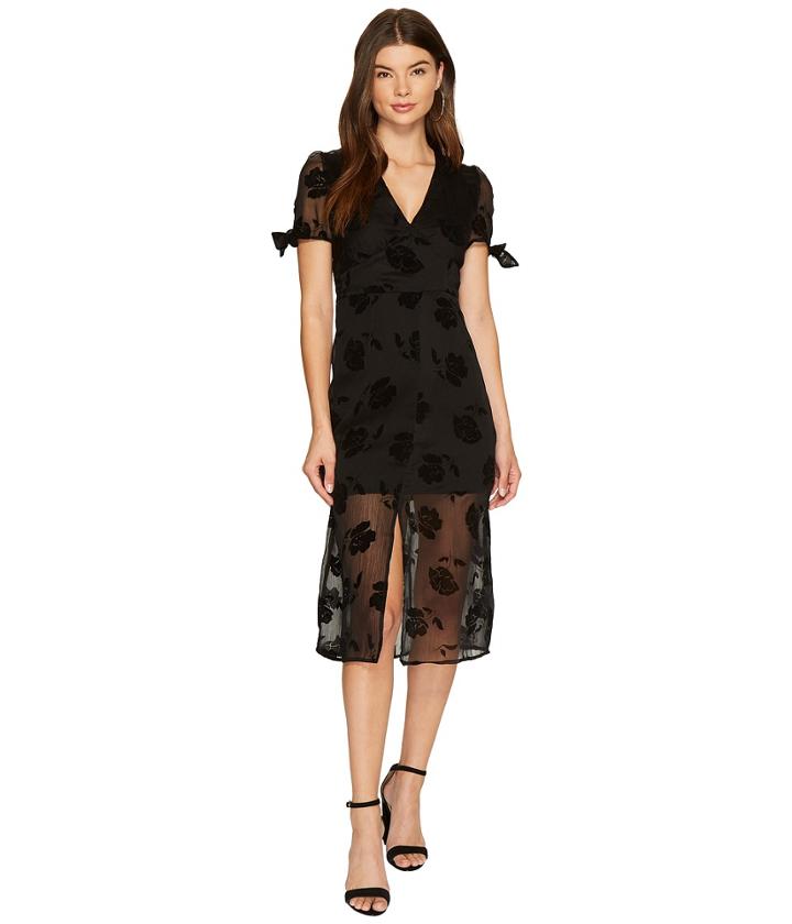 J.o.a. - V-neck Tie Sleeve Midi Dress