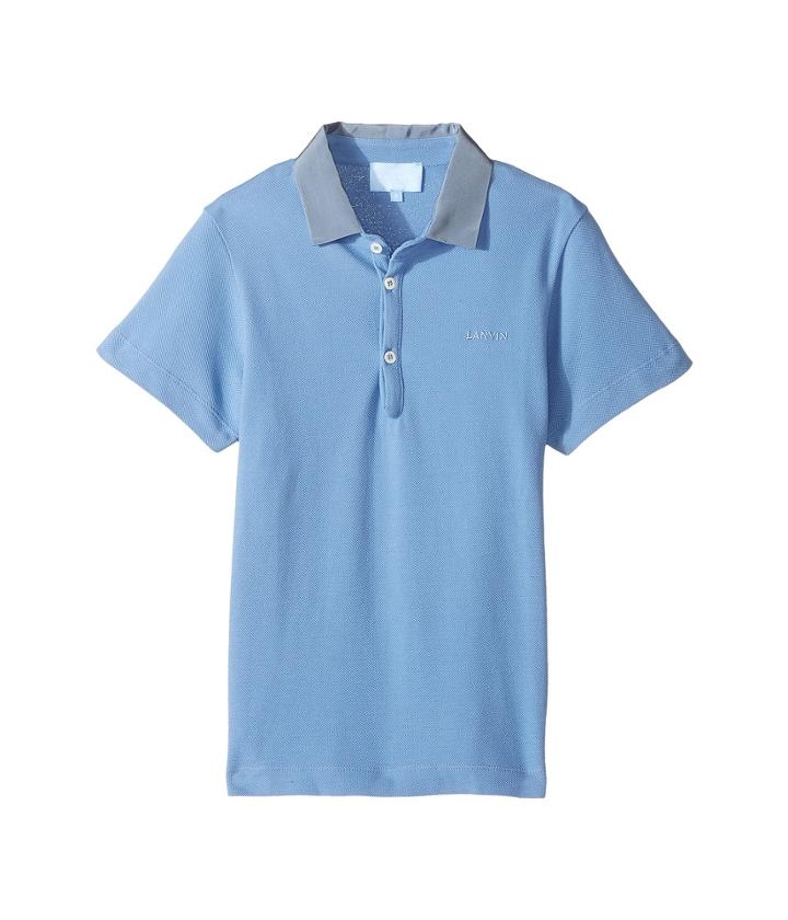 Lanvin Kids - Short Sleeve Polo Shirt W/ Contrast Collar Logo Detail