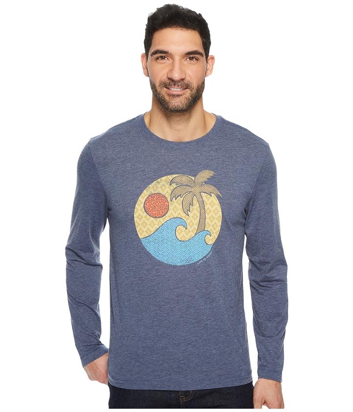 Life Is Good - Wave Palm Pattern Long Sleeve Cool Tee