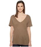 Michael Stars - Ripped Textured Jersey Short Sleeve V-neck