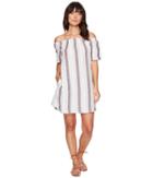 Allen Allen - Two-pocket Off The Shoulder Stripe Dress
