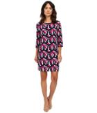 Laundry By Shelli Segal - Lock Eyes 3/4 Sleeve Printed Matte Jersey Dress
