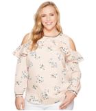 Lauren Ralph Lauren - Plus Size Floral Ruffled Cold-shoulder Top
