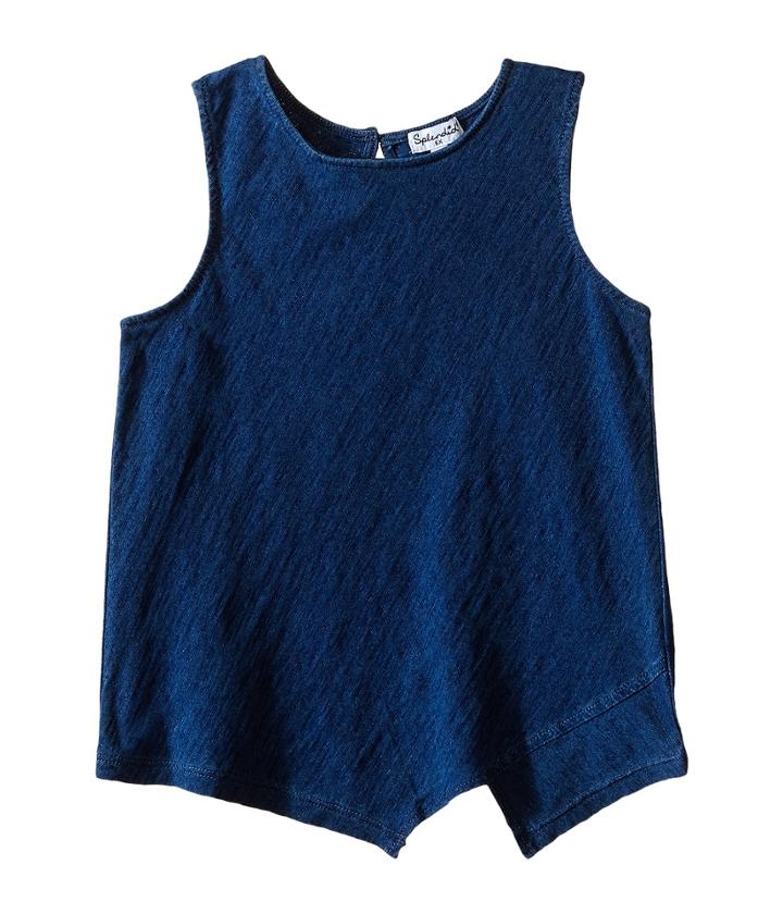 Splendid Littles - Indigo Solid High Neck Tank Top