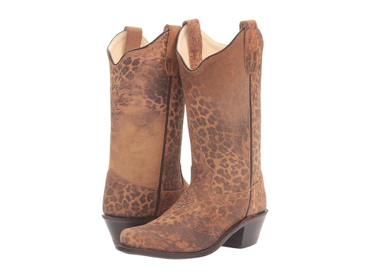 Old West Kids Boots - Snip Toe Leopard Print