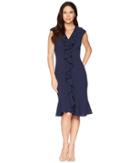 Maggy London - 30s Crepe Cascade Ruffle Front Dress