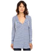 Mod-o-doc - Linen Knit Stripe Cover-up Long Sleeve Hoodie