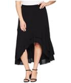 Karen Kane Plus - Plus Size Asymmetric Raw Hem Skirt