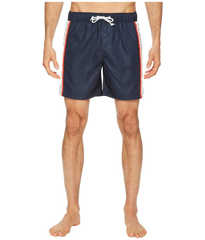 Original Penguin - Color Blocked Logo Printed Elastic Stretch Swim Shorts