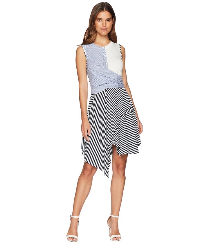 Catherine Catherine Malandrino - Franka Sleeveless Multi Stripe Twist Front Dress