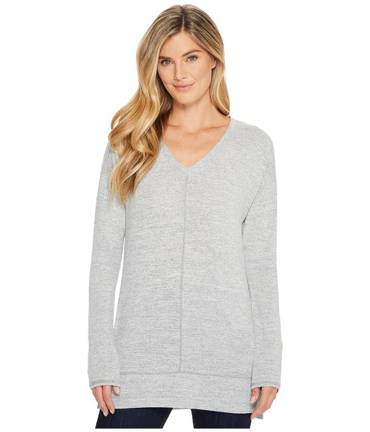 Mod-o-doc - Lightweight Heather Sweater Knit Drop Shoulder V-neck Sweater