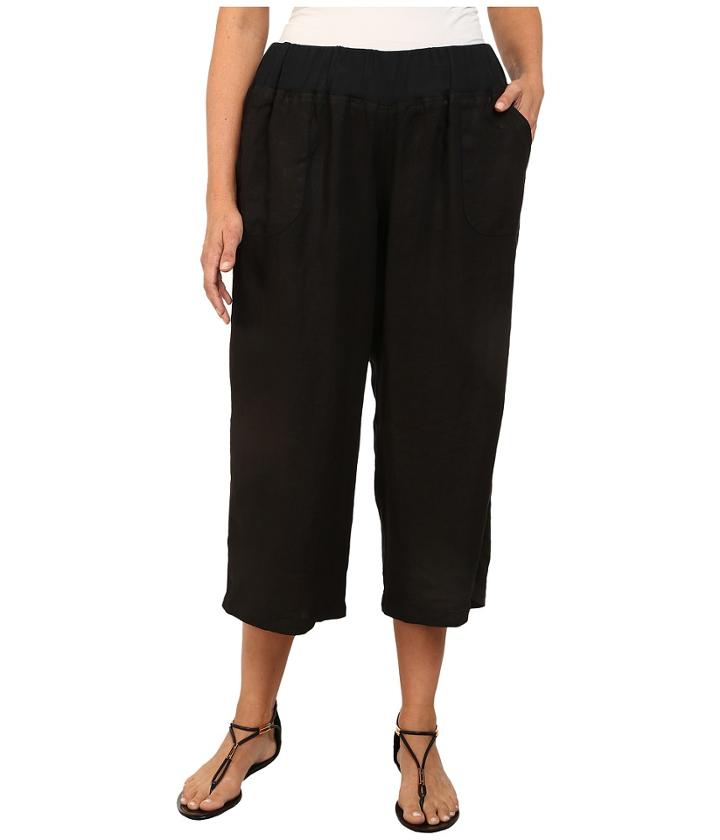 Allen Allen - Plus Size Crop Pants W/ Rib Waist