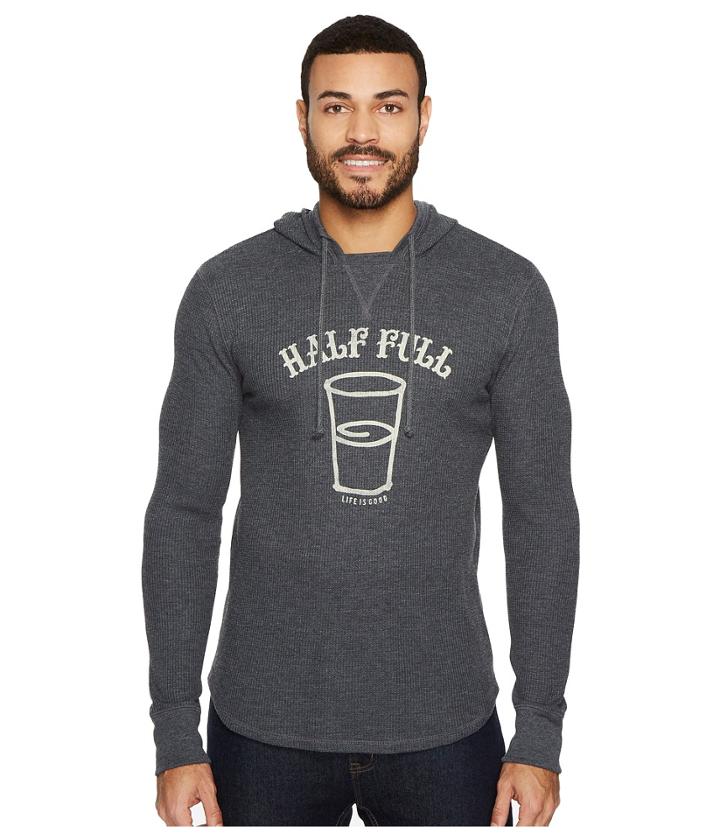 Life Is Good - Half Full Arc Hooded Waffle Pullover