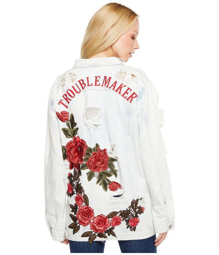 Brigitte Bailey - Zoe Rose Patch Distressed Denim Jacket