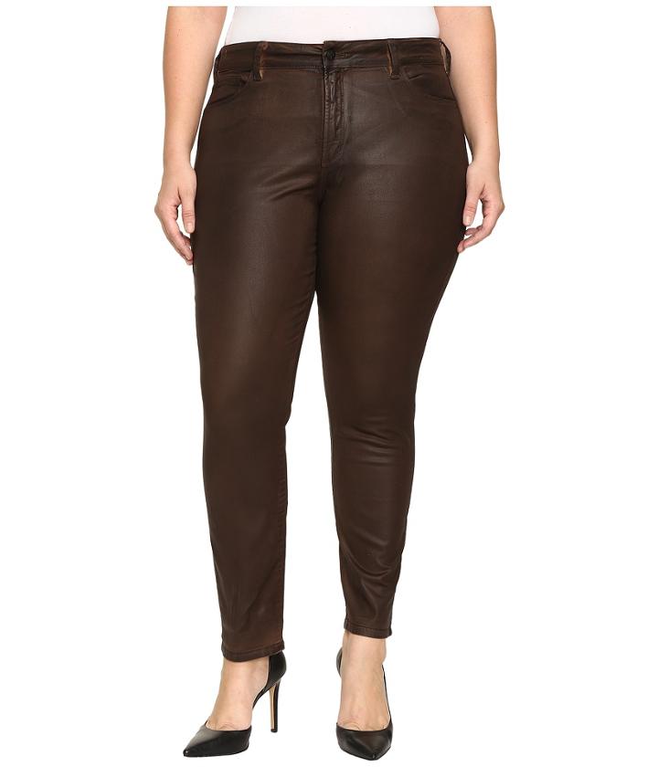 Nydj Plus Size - Plus Size Alina Legging Jeans In Faux Leather Coating In Mahogany Brown Leather Coating