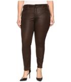 Nydj Plus Size - Plus Size Alina Legging Jeans In Faux Leather Coating In Mahogany Brown Leather Coating