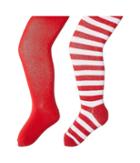Jefferies Socks - Seamless Organic Cotton Solid Tights + Red/white Stripe Tights Pack