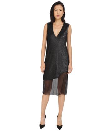 Prabal Gurung - Dusted Pailette Sleeveless Dress W/ Sheer Overlay
