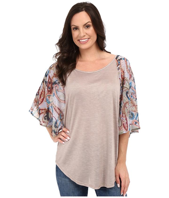 Petrol - Flutter Chiffon Sleeve Top
