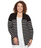 Vince Camuto Specialty Size - Plus Size Long Sleeve Clipper Stripe Panel Cardigan