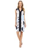 Calvin Klein - Woven Front Sweater Trim Dress