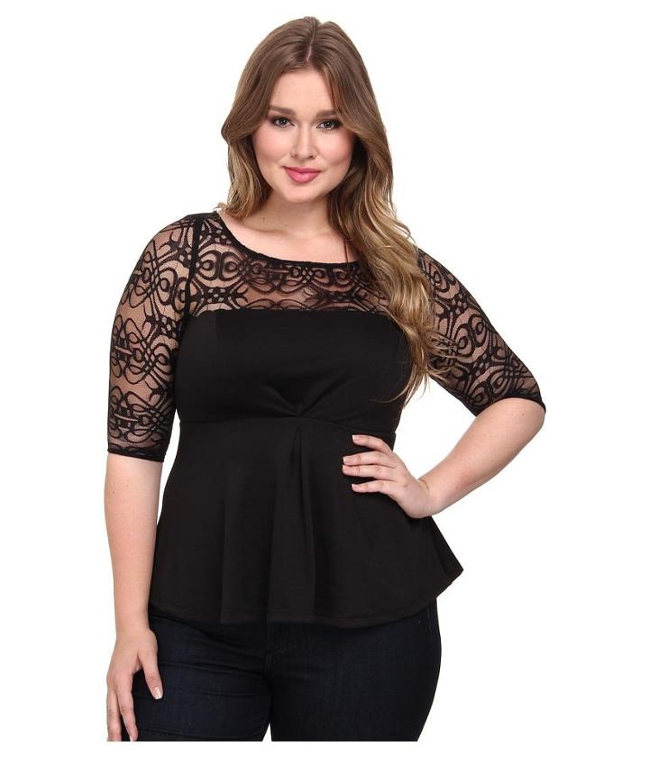 Kiyonna Illusion Ponte Peplum Top