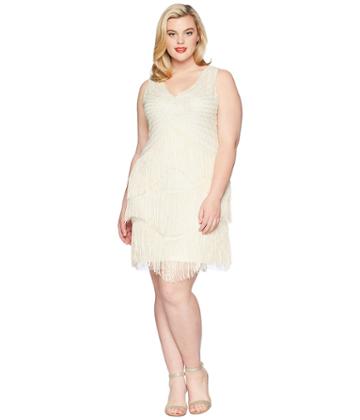 Unique Vintage - Plus Size Beaded Renee Fringe Cocktail Dress