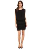 Aidan Mattox - Shutter Skirt Lace And Fringe Blouson Dress