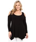 Christin Michaels - Plus Size Rylan Ribbed Cold Shoulder Top