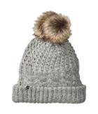 Plush - Fleece-lined Chunky Knit Hat With Faux Fur Pom Pom